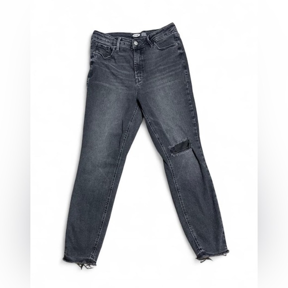 Old Navy Dark Gray Distressed Women's Jeans - Picture 1 of 3